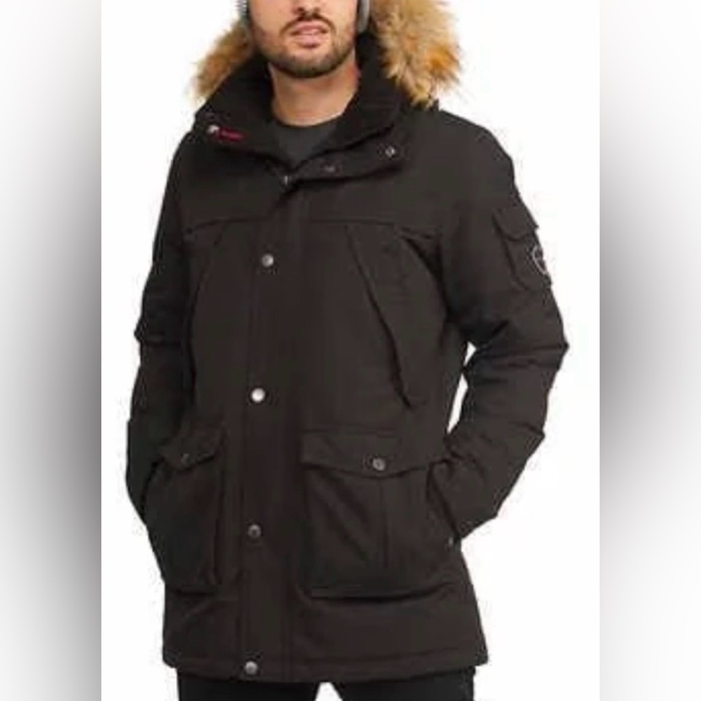 Pajar Men's Black Puffer Jacket with Fur Trim